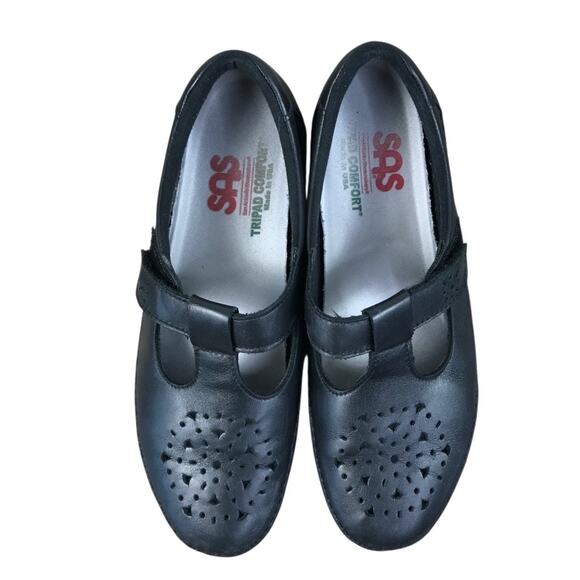 SAS Willow Leather Loafer Women Sz 9N Black Cutout Tripad Comfy Retro Made USA - Picture 4 of 15